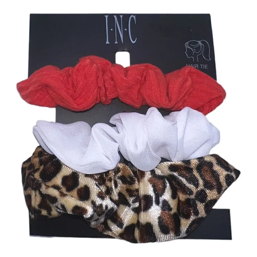 INC International Concepts 3 Piece Mixed Color Hair Scrunchie Set Animal NWT